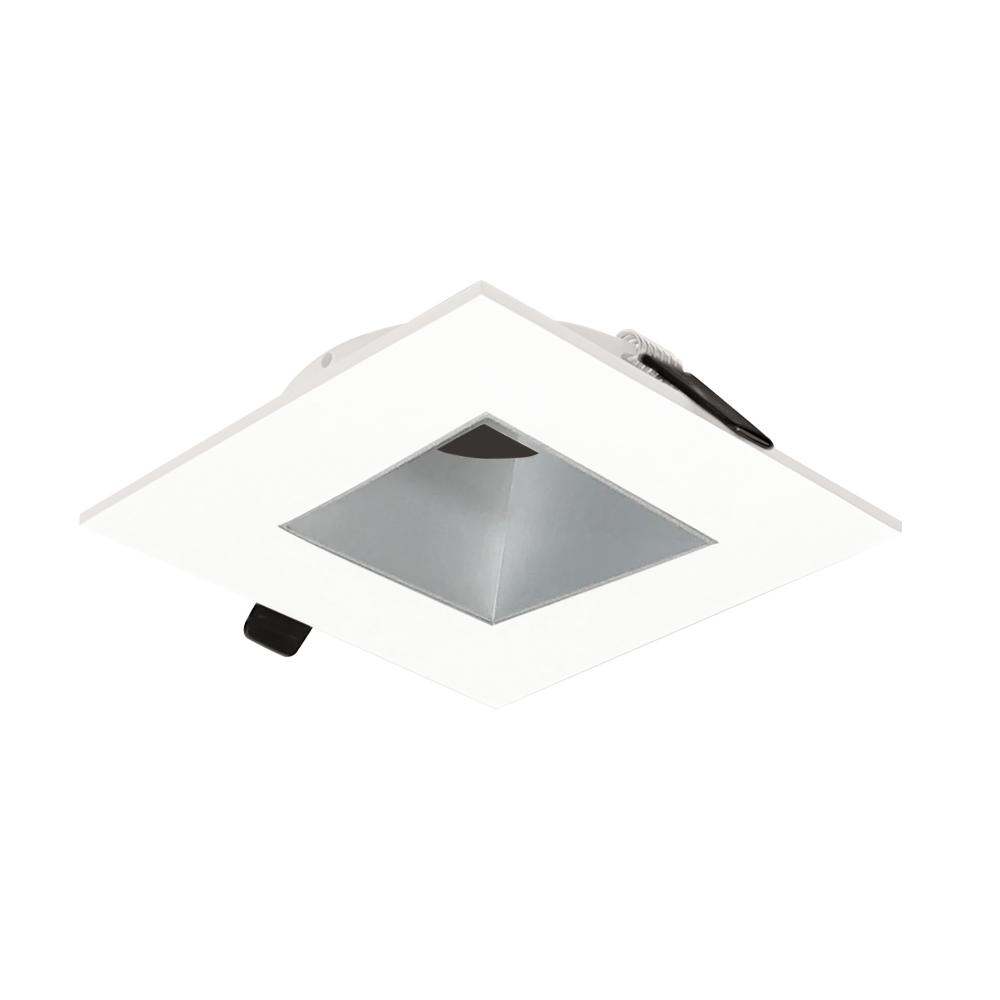 4" Iolite Can-less Square Downlight Trim, Haze Reflector / White Flange