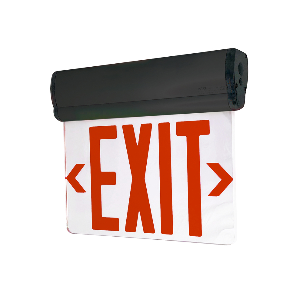 Surface Adjustable LED Edge-Lit Exit Sign, 2 Circuit, 6" Red Letters, Single Face / Mirrored