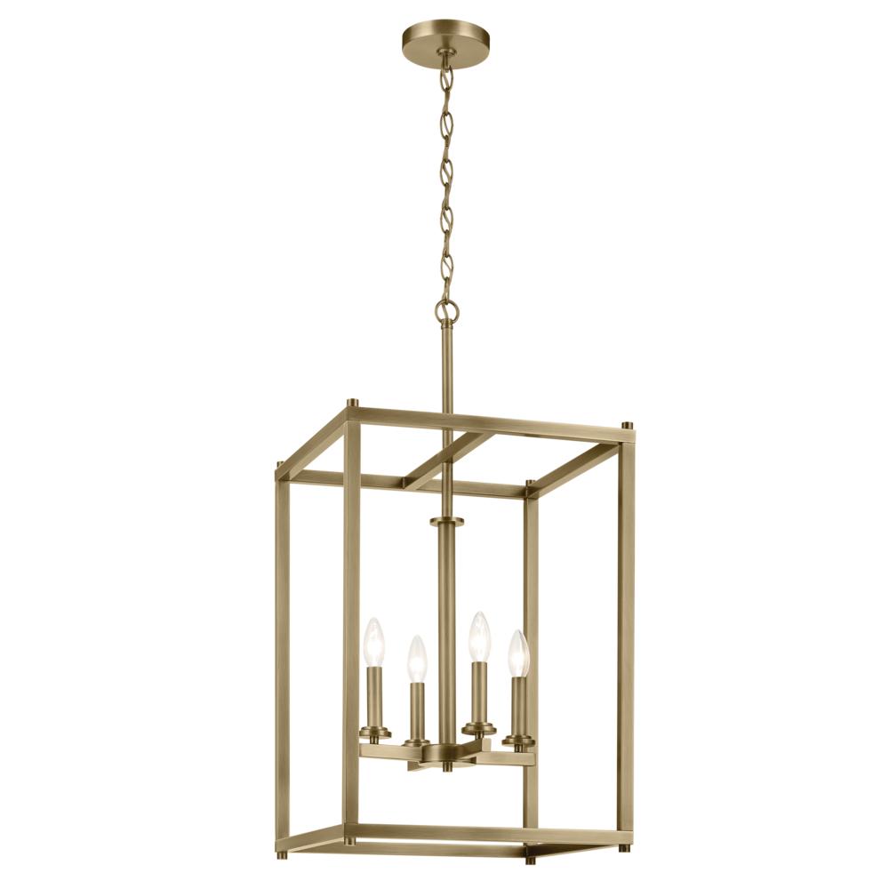 Crosby 31" 4-Light Foyer Pendant with Clear Glass in Natural Brass