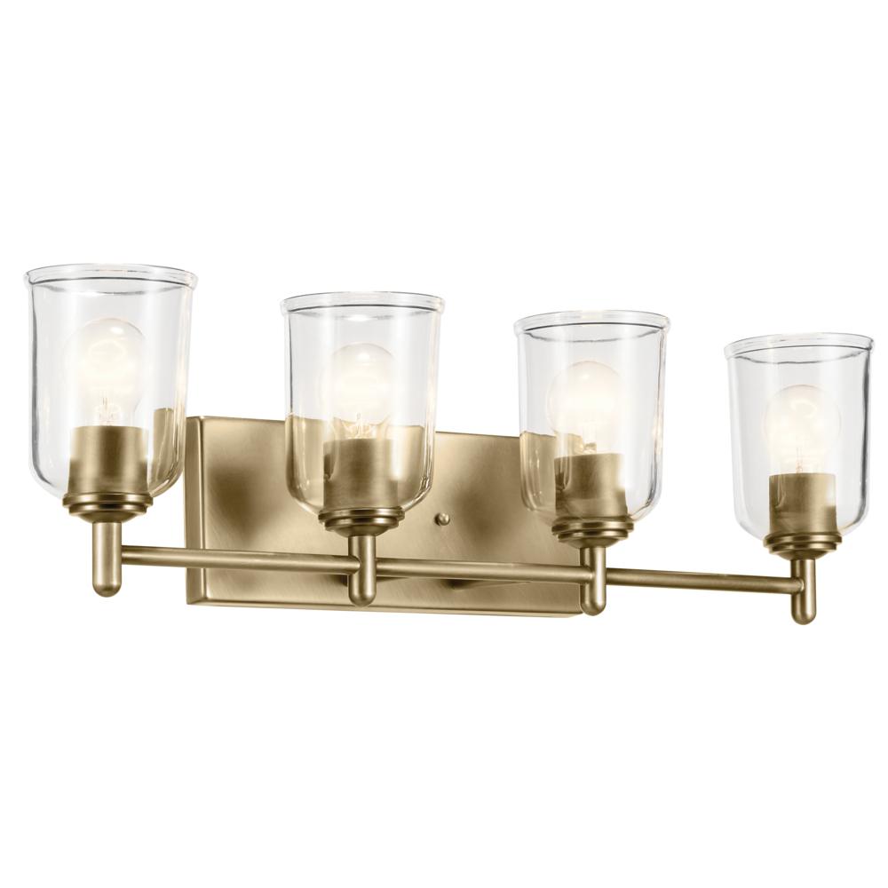 Shailene 29.75" 4-Light Vanity Light with Clear Glass in Natural Brass