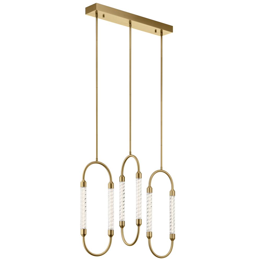 Delsey™ 3 Light Linear Pendant Cluster Champagne Gold