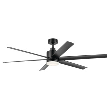 Kichler 310765SBK - 65 Inch Loa Ceiling Fan with Satin Etch Cased Opal Glass in Satin Black with Black Blades