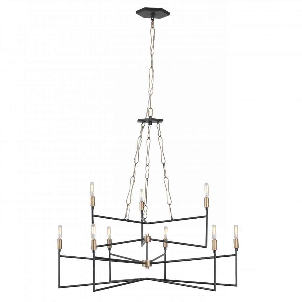 Bodie 9-Lt Chandelier - Havana Gold/Carbon