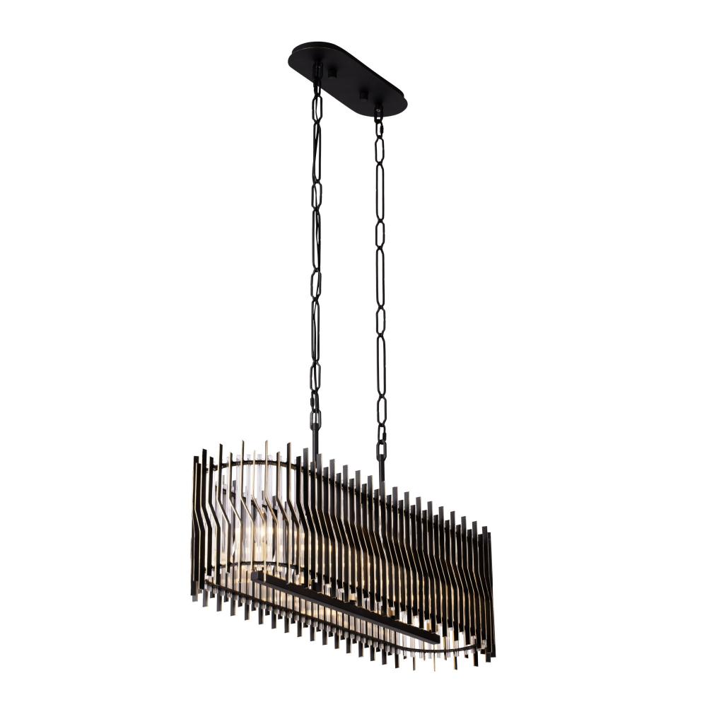 Park Row 5-Lt   Linear Pendant - Matte Black/French Gold