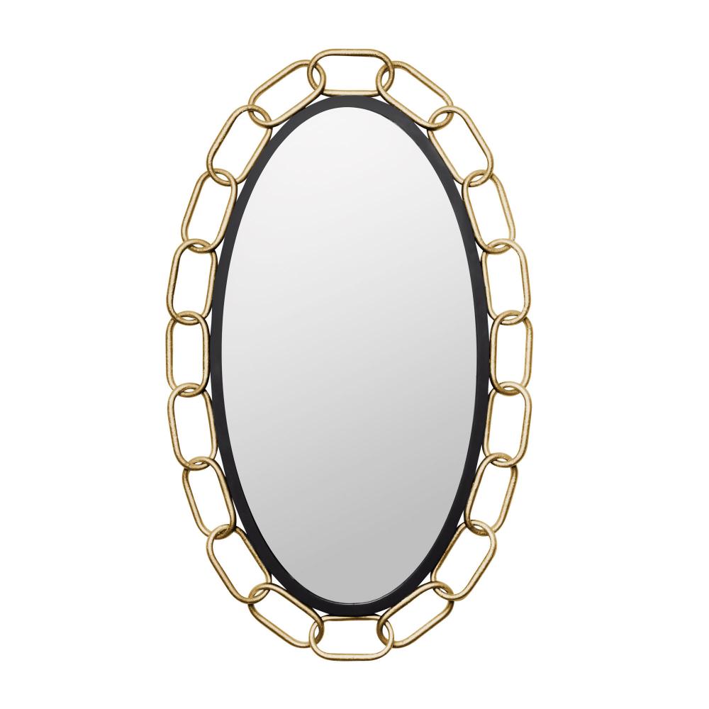 Chains of Love 24x40 Oval Wall Mirror - Matte Black/Textured Gold