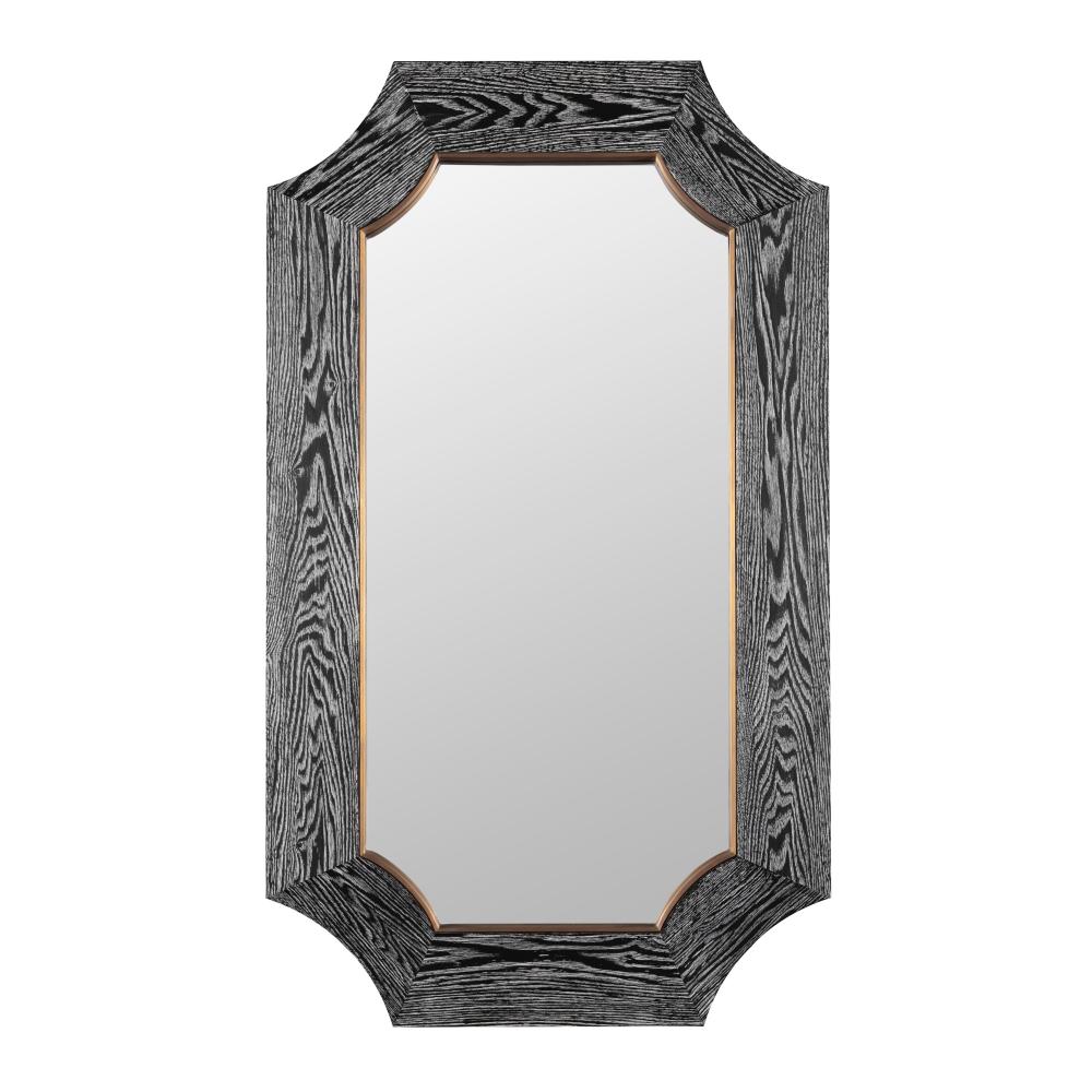 Farra 26x44 Wall Mirror - Cerused Black/Weathered Brass