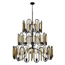 Varaluz 354P36MBAG - Darden 36-Lt 3-Tier Chandelier - Matte Black/Antique Gold