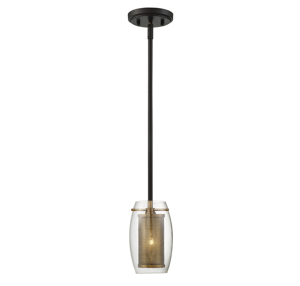 Dunbar 1-Light Mini-Pendant in Warm Brass with Bronze Accents