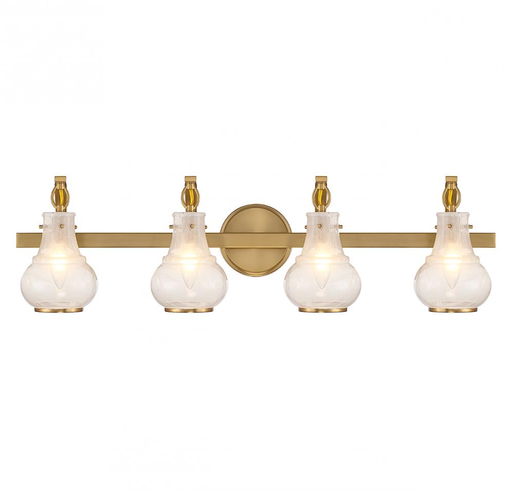 Adams 4-Light Bathroom Vanity Light in Warm Brass