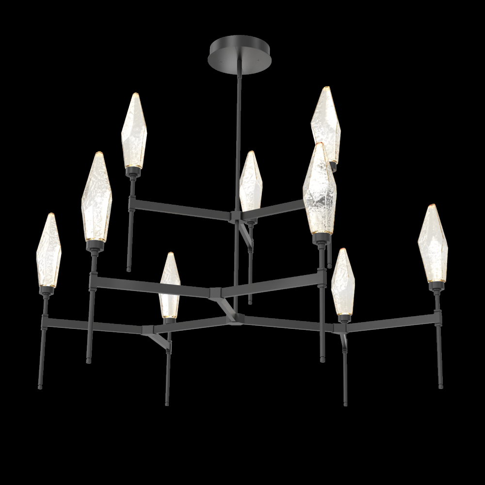 Rock Crystal Round Chandelier-54-Matte Black