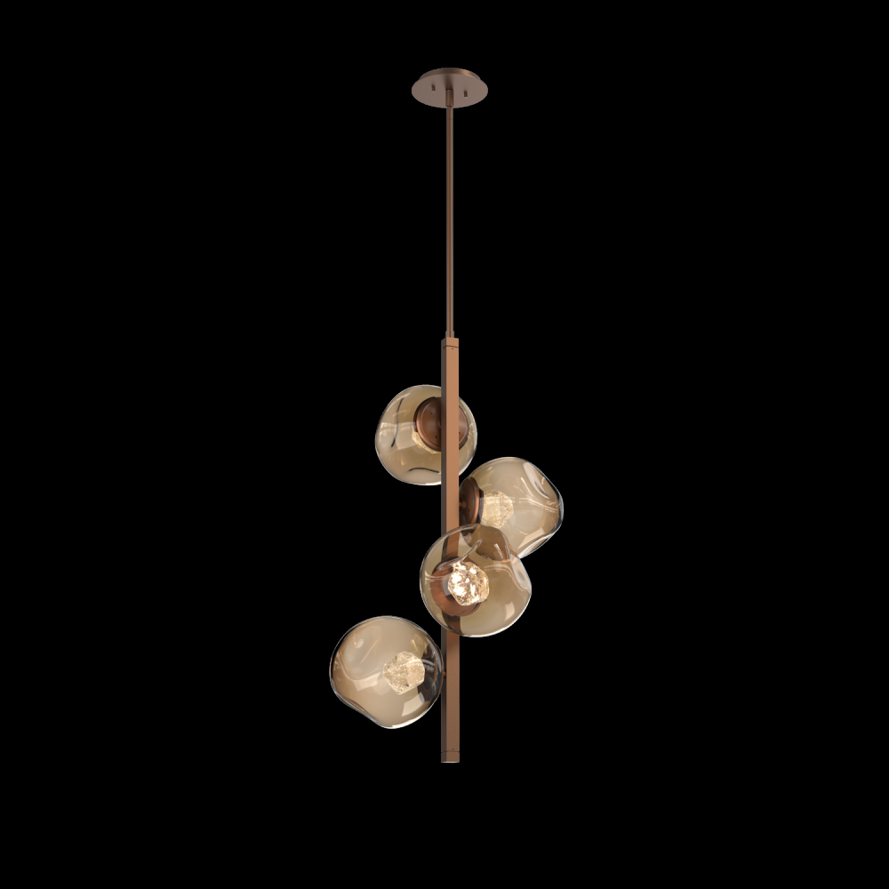 Luna 4pc Twisted Vine-Burnished Bronze-Zircon Inner - Bronze Outer-Threaded Rod Suspension-LED 2700K