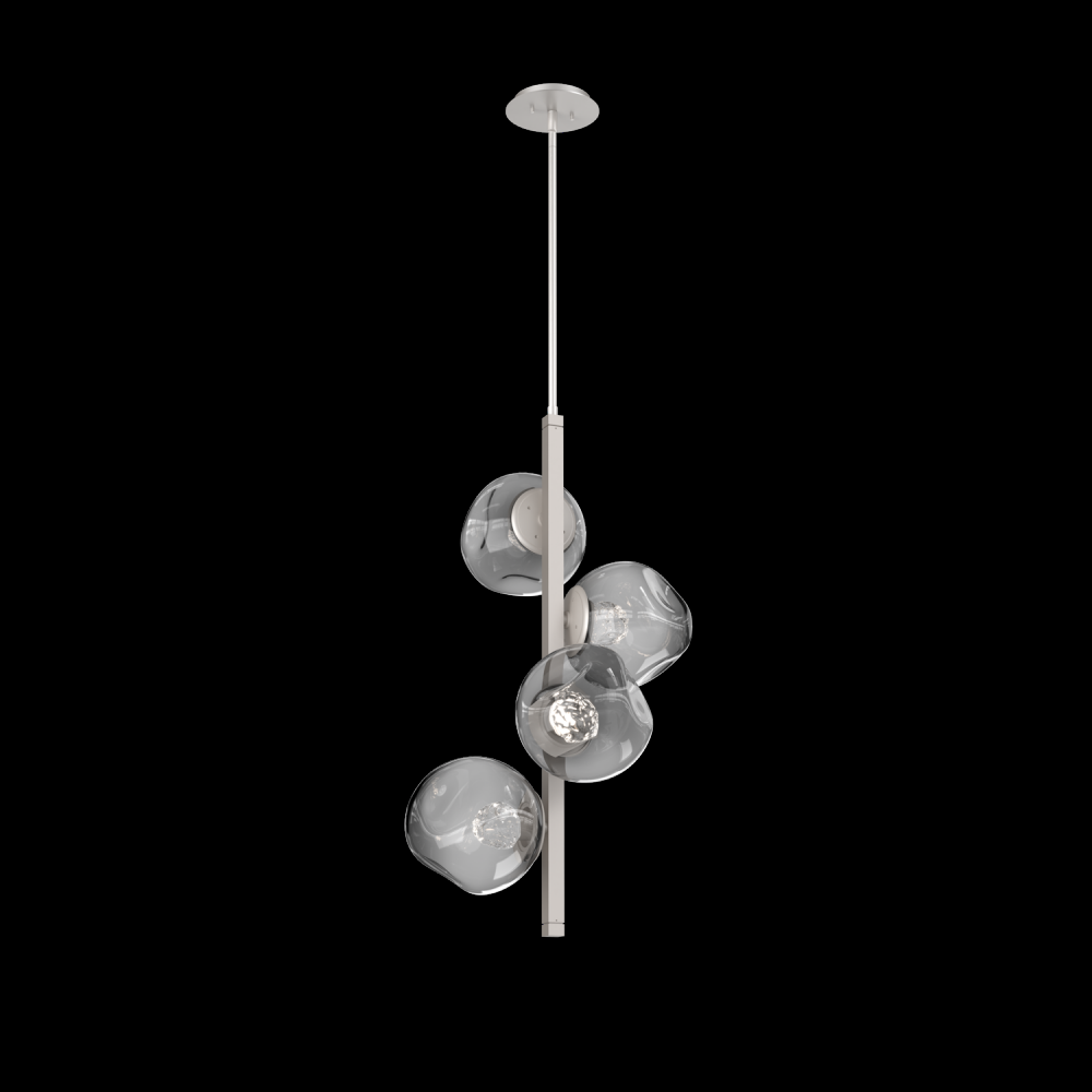 Luna 4pc Twisted Vine-Beige Silver-Floret Inner - Smoke Outer-Threaded Rod Suspension-LED 2700K