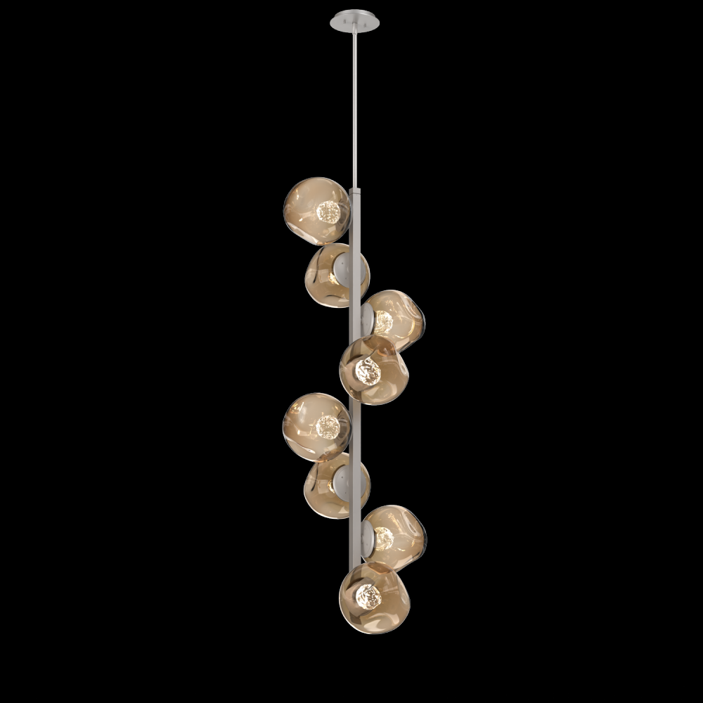 Luna 8pc Twisted Vine-Beige Silver-Floret Inner - Bronze Outer-Threaded Rod Suspension-LED 2700K