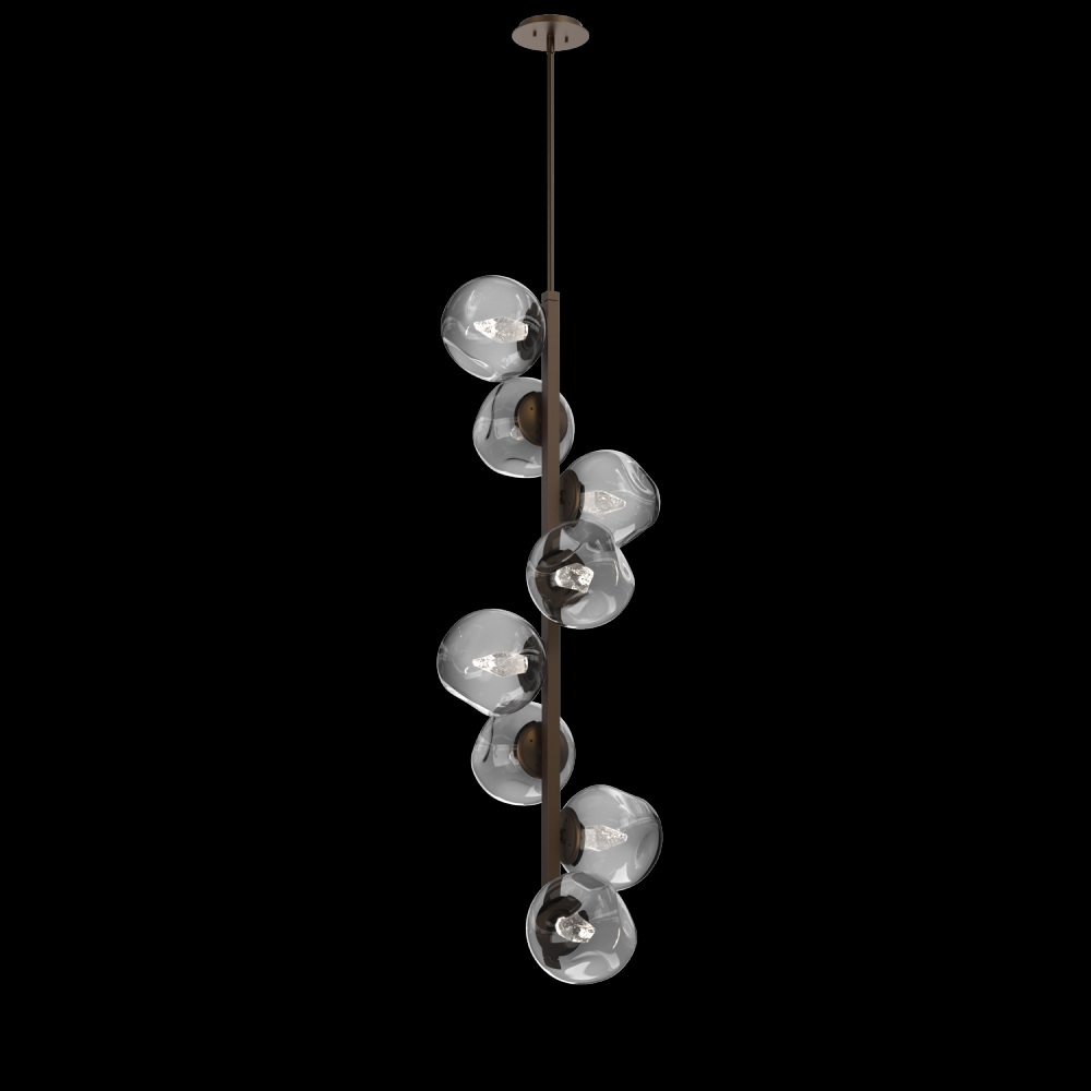 Luna 8pc Twisted Vine-Flat Bronze-Geo Inner - Smoke Outer-Threaded Rod Suspension-LED 2700K