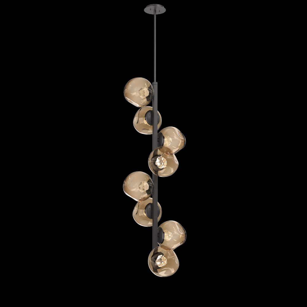 Luna 8pc Twisted Vine-Graphite-Zircon Inner - Bronze Outer-Threaded Rod Suspension-LED 2700K