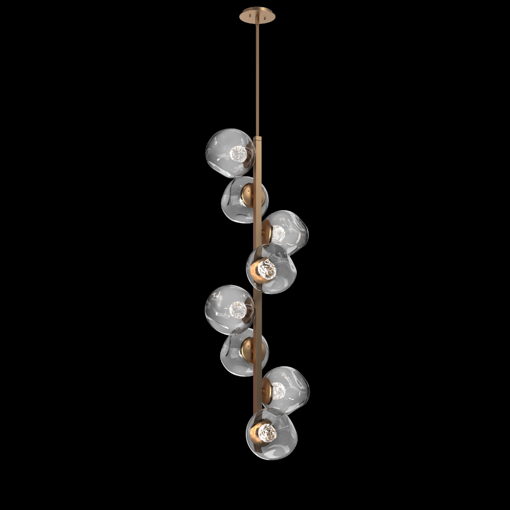 Luna 8pc Twisted Vine-Novel Brass-Floret Inner - Smoke Outer-Threaded Rod Suspension-LED 2700K