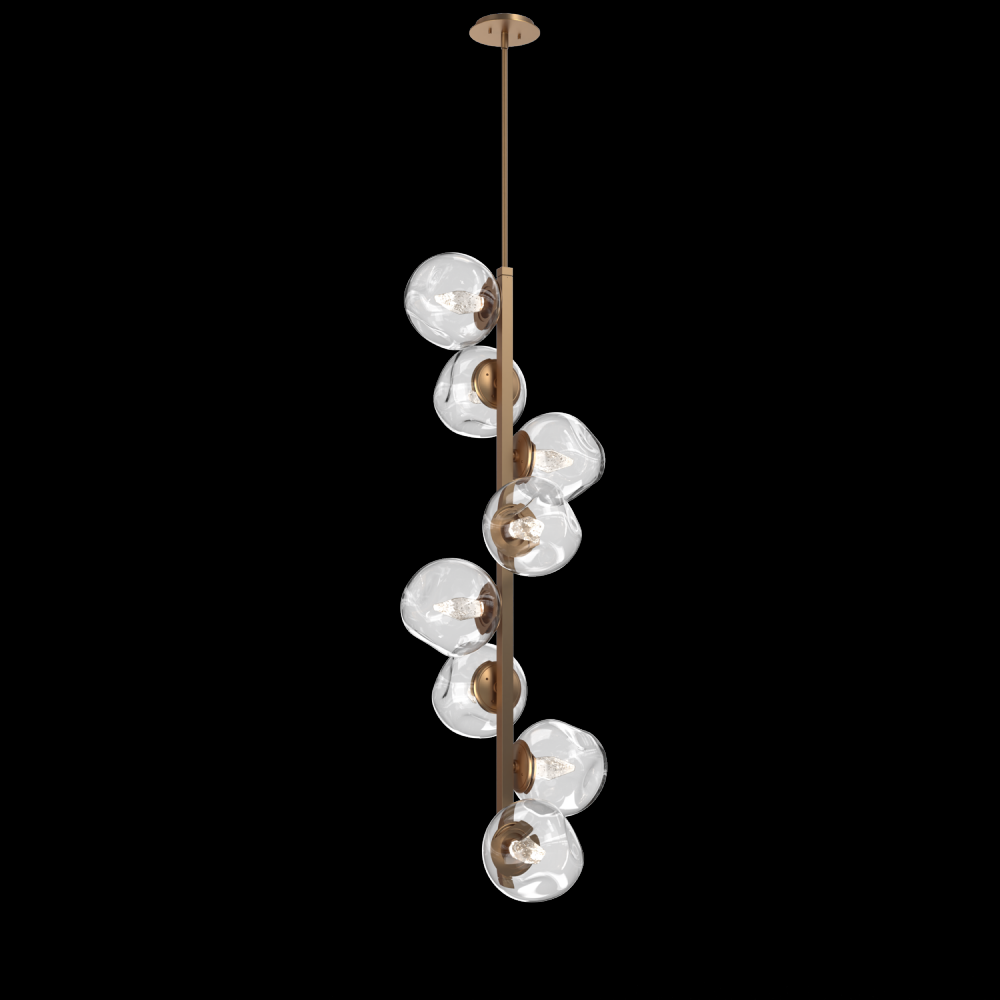 Luna 8pc Twisted Vine-Novel Brass-Geo Inner - Clear Outer-Threaded Rod Suspension-LED 2700K