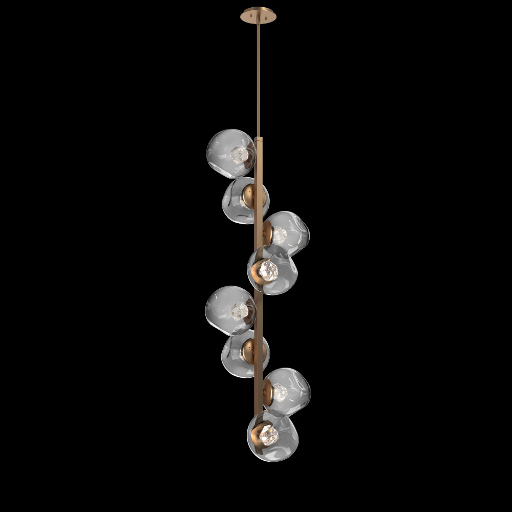 Luna 8pc Twisted Vine-Novel Brass-Zircon Inner - Smoke Outer-Threaded Rod Suspension-LED 2700K