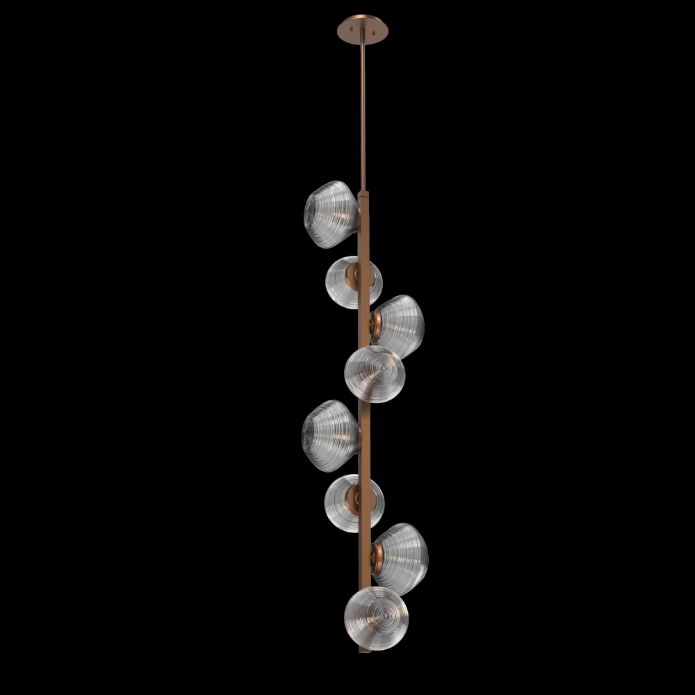 Mesa 8pc Twisted Vine-Burnished Bronze-Smoke Blown Glass-Threaded Rod Suspension-LED 3000K