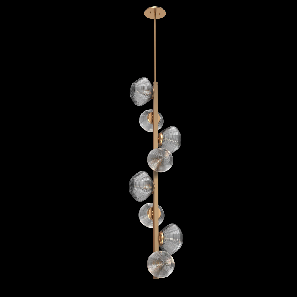 Mesa 8pc Twisted Vine-Novel Brass-Smoke Blown Glass-Threaded Rod Suspension-LED 3000K