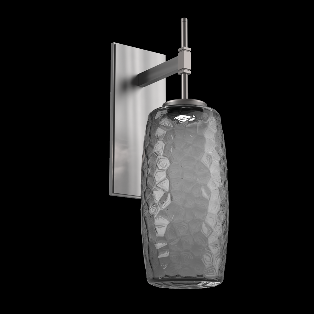 Vessel Tempo Sconce (Large)-Satin Nickel-Smoke Blown Glass-LED 2700K