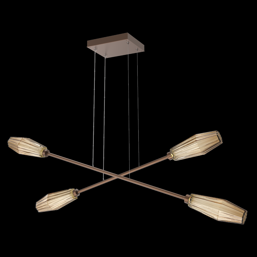 Aalto Double Moda-Burnished Bronze-Bronze Blown Glass-Stainless Cable-LED 2700K