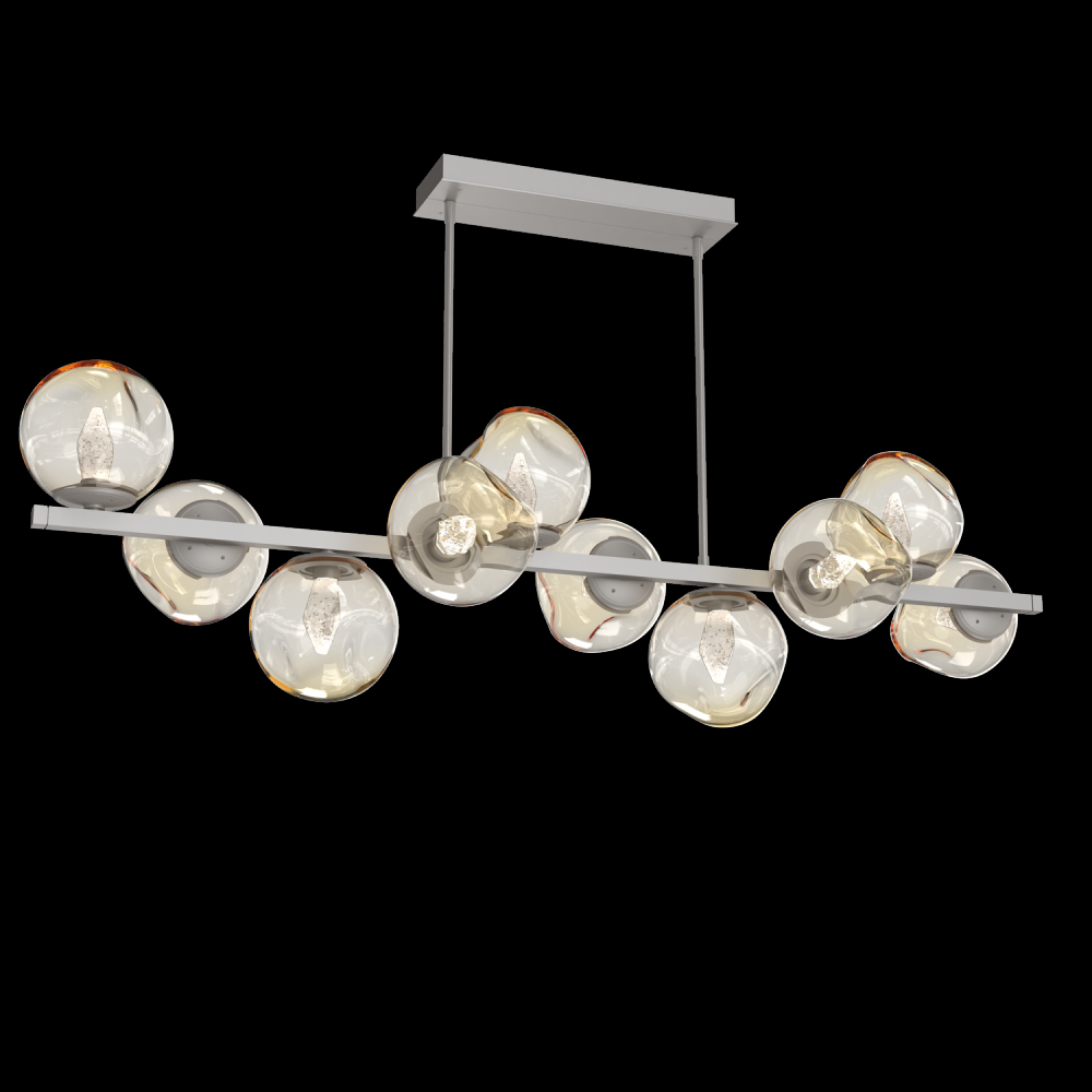 Luna 10pc Twisted Branch-Beige Silver-Geo Inner - Amber Outer-Threaded Rod Suspension-LED 3000K