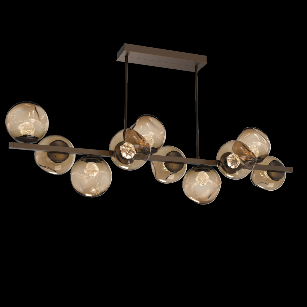 Luna 10pc Twisted Branch-Flat Bronze-Zircon Inner - Bronze Outer-Threaded Rod Suspension-LED 2700K