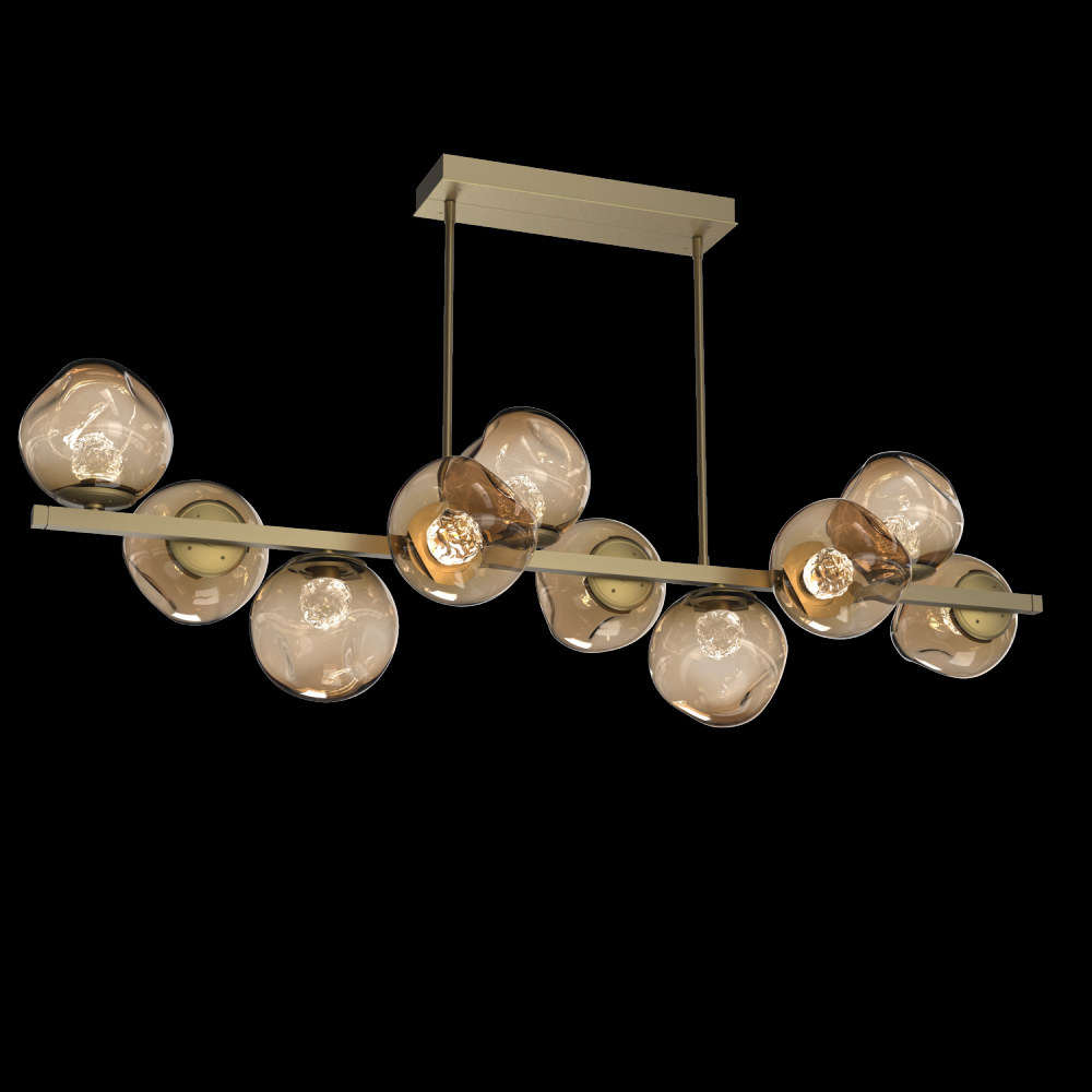 Luna 10pc Twisted Branch-Gilded Brass-Floret Inner - Bronze Outer-Threaded Rod Suspension-LED 2700K