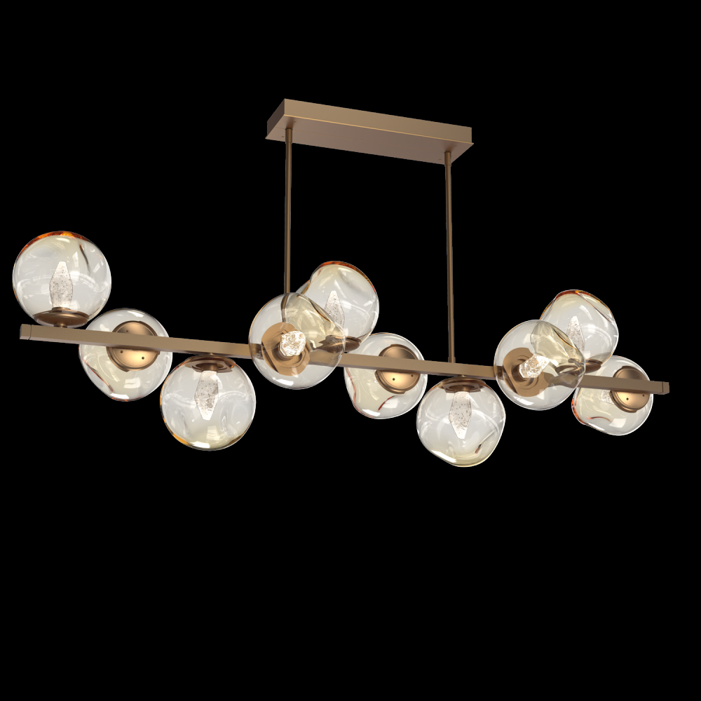 Luna 10pc Twisted Branch-Novel Brass-Geo Inner - Amber Outer-Threaded Rod Suspension-LED 3000K