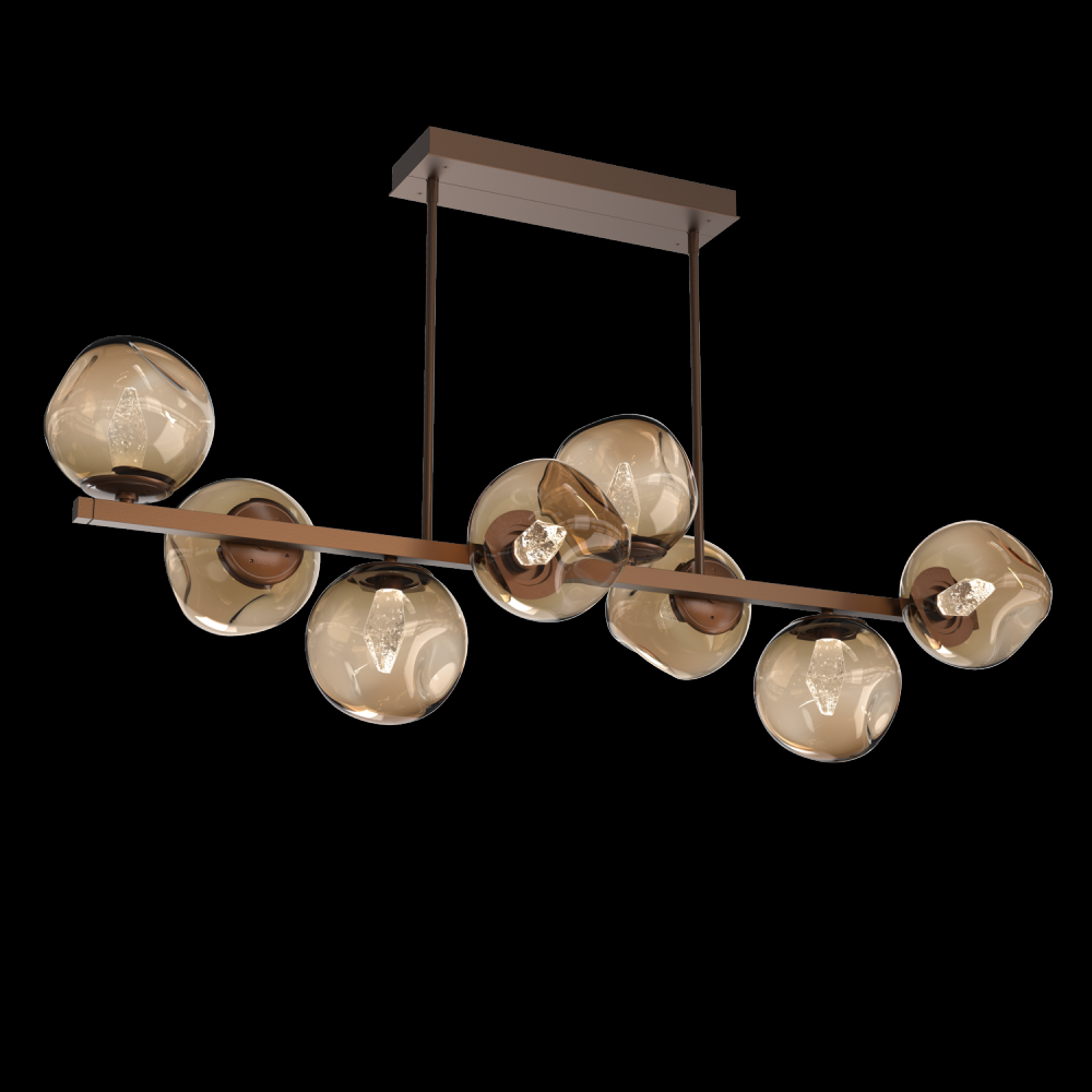 Luna 8pc Twisted Branch-Burnished Bronze-Geo Inner - Bronze Outer-Threaded Rod Suspension-LED 2700K