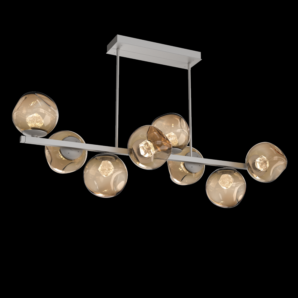 Luna 8pc Twisted Branch-Beige Silver-Zircon Inner - Bronze Outer-Threaded Rod Suspension-LED 3000K