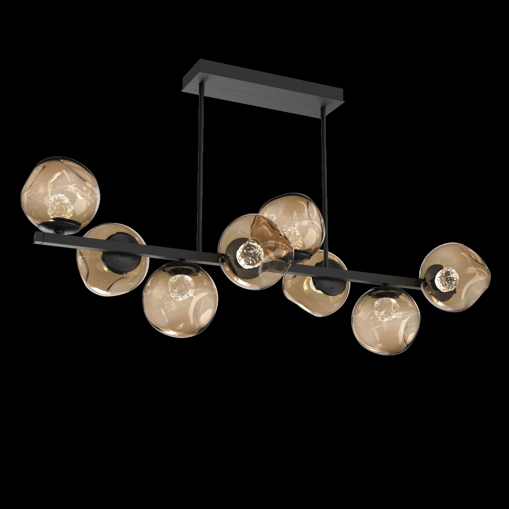 Luna 8pc Twisted Branch-Matte Black-Floret Inner - Bronze Outer-Threaded Rod Suspension-LED 3000K