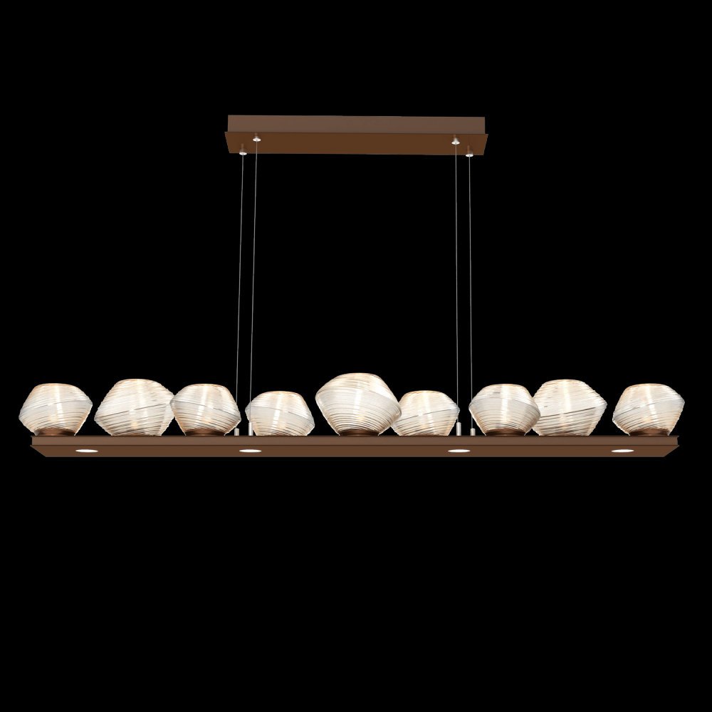 Mesa 59" Linear Suspension-Burnished Bronze-Amber Blown Glass