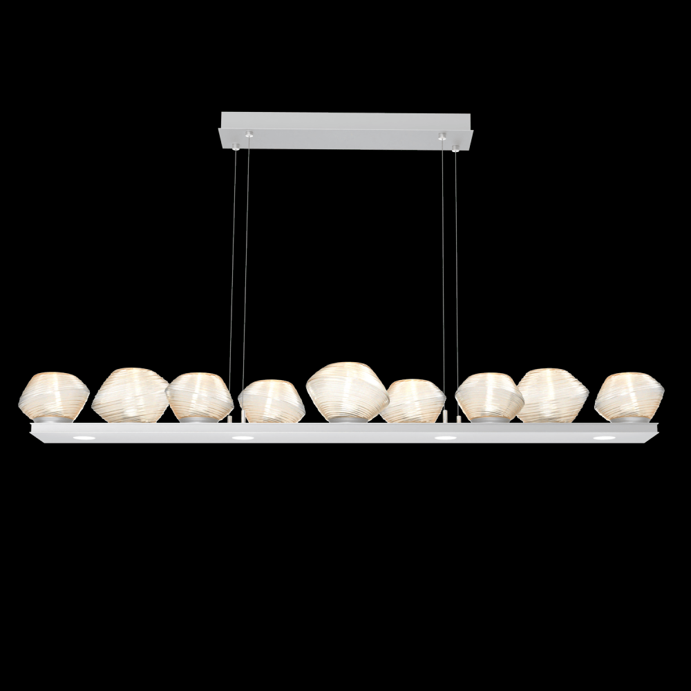 Mesa 59" Linear Suspension-Classic Silver-Amber Blown Glass