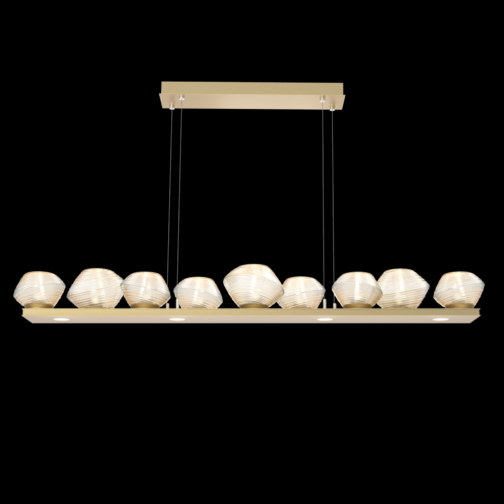 Mesa 59" Linear Suspension-Gilded Brass-Amber Blown Glass