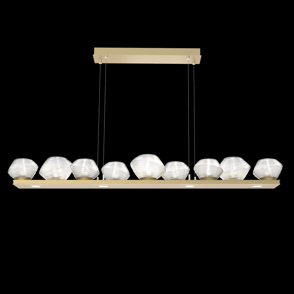 Mesa 59" Linear Suspension-Gilded Brass-Clear Blown Glass