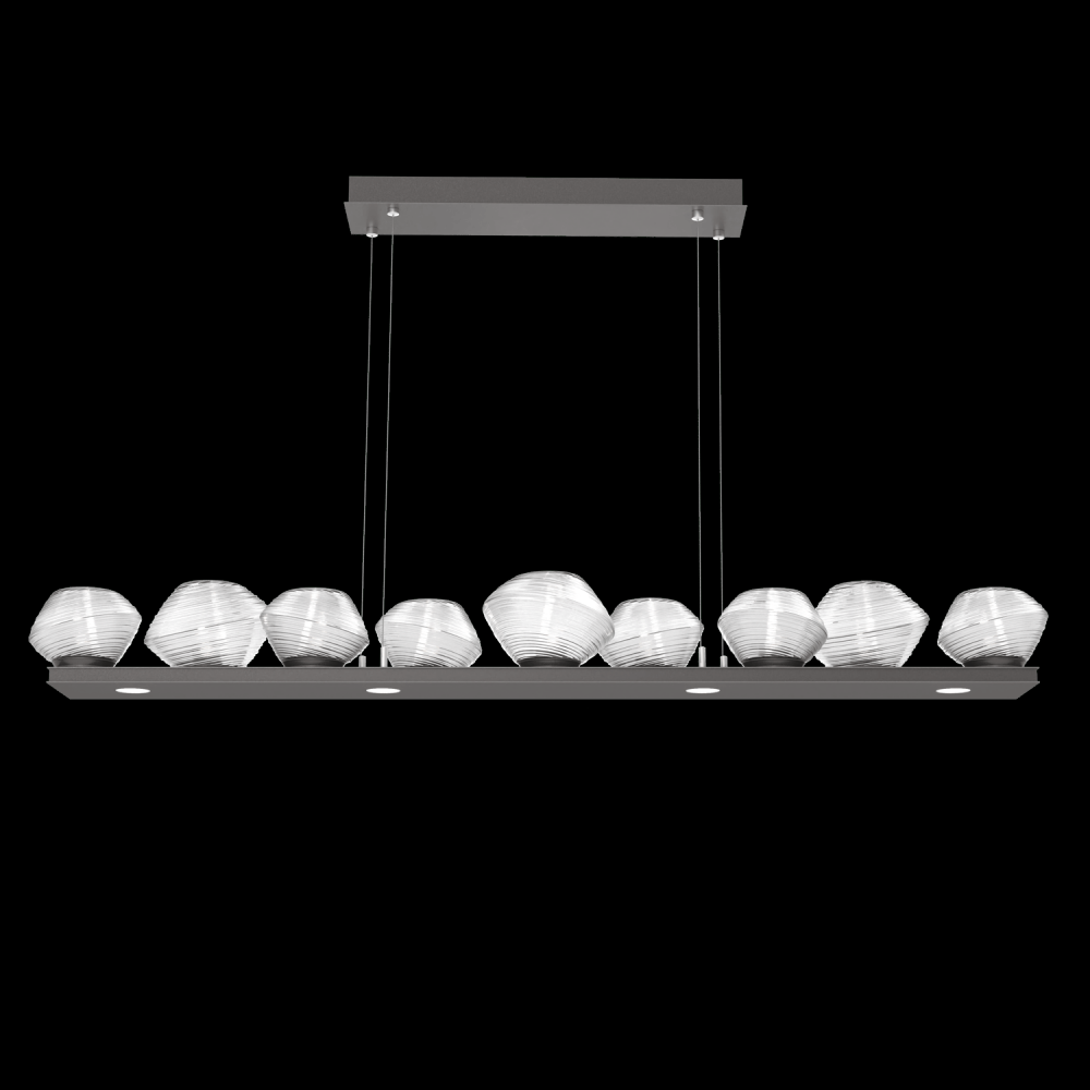 Mesa 59" Linear Suspension-Graphite-Clear Blown Glass