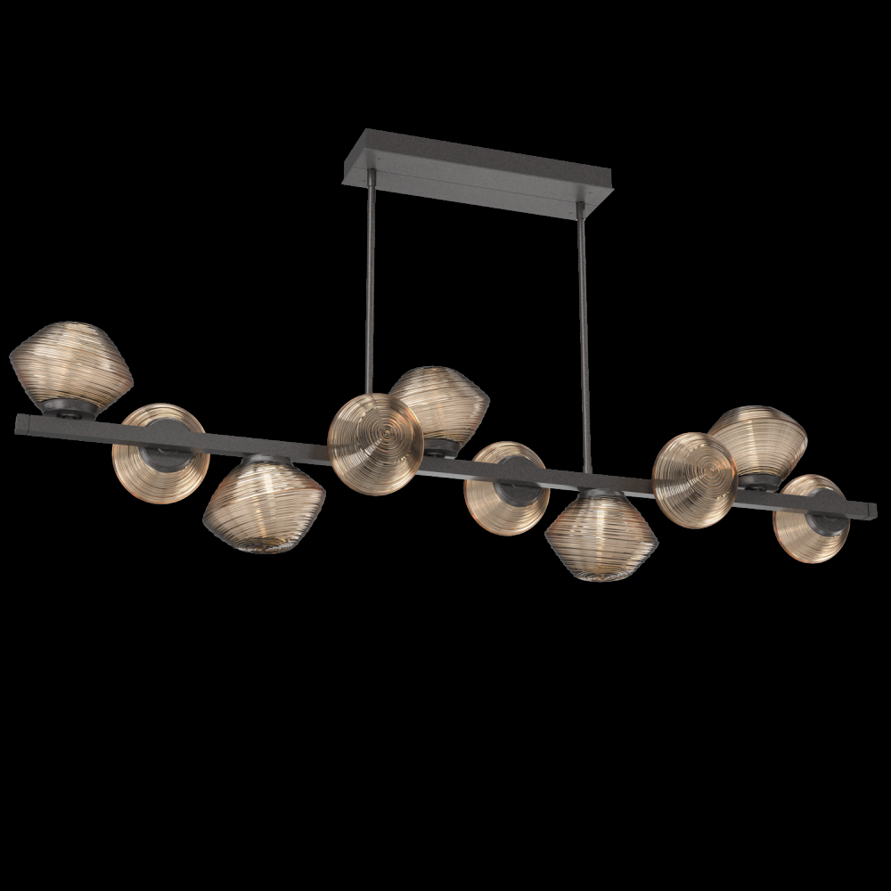 Mesa 10pc Twisted Branch-Graphite-Bronze Blown Glass-Threaded Rod Suspension-LED 2700K