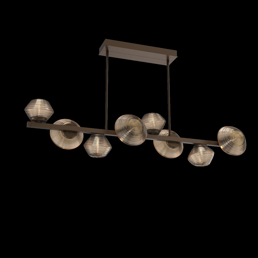 Mesa 8pc Twisted Branch-Flat Bronze-Bronze Blown Glass-Threaded Rod Suspension-LED 2700K