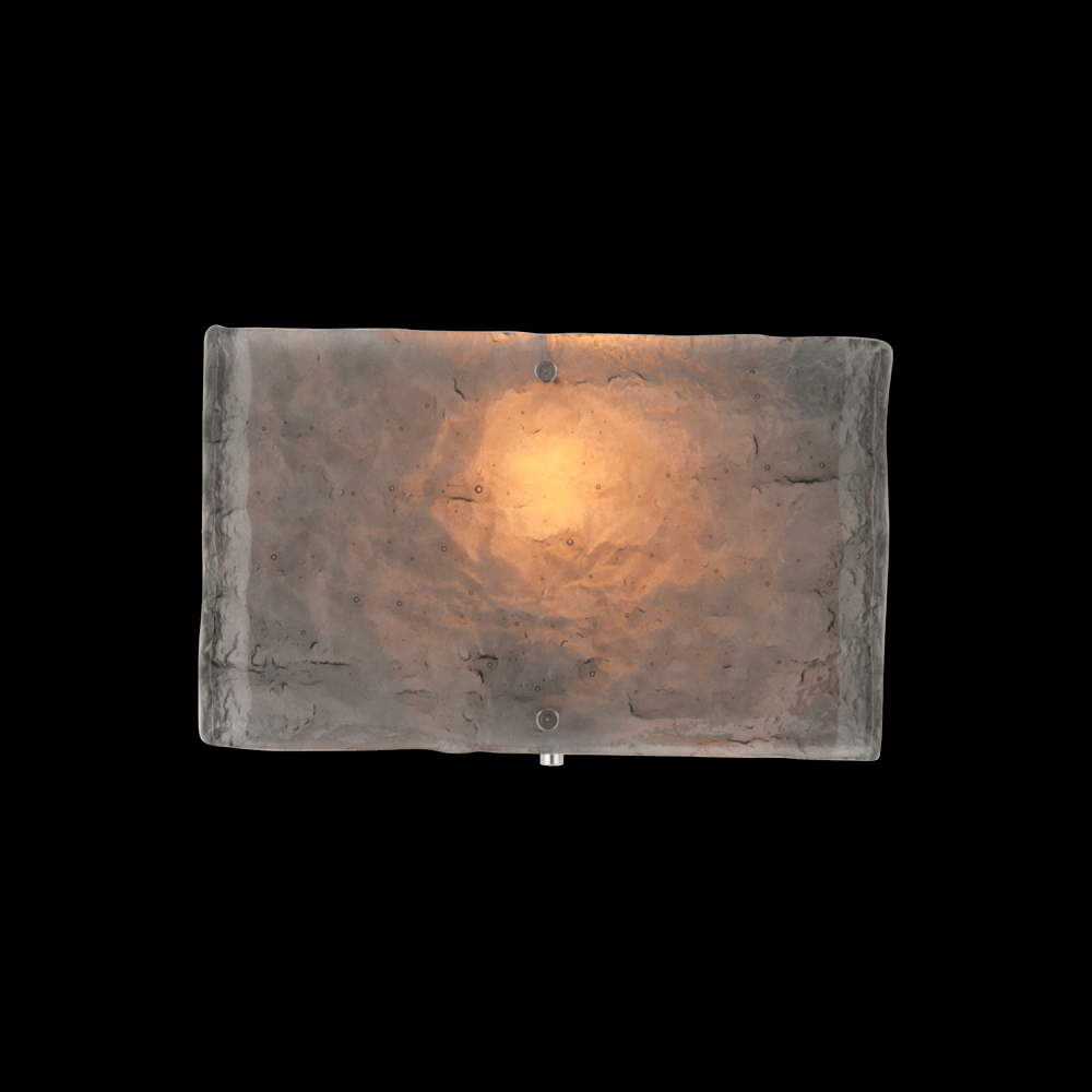 Textured Glass Square Cover Sconce-Classic Silver-Smoke Granite Glass-E26