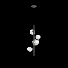 Hammerton CHB0039-T4-MB-C-001-L3 - Gem 4pc Twisted Vine-Matte Black-Clear Blown Glass-Threaded Rod Suspension-LED 3000K