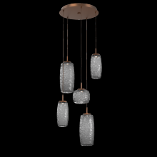 Hammerton CHB0091-05-BB-S-C01-L1 - Vessel 5pc Round Multi-Pendant-Burnished Bronze-Smoke Blown Glass-Cloth Braided Cord-LED 2700K