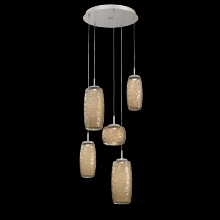 Hammerton CHB0091-05-BS-B-C01-L3 - Vessel 5pc Round Multi-Pendant-Beige Silver-Bronze Blown Glass-Cloth Braided Cord-LED 3000K