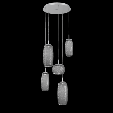 Hammerton CHB0091-05-CS-S-C01-L3 - Vessel 5pc Round Multi-Pendant-Classic Silver-Smoke Blown Glass-Cloth Braided Cord-LED 3000K