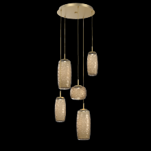 Hammerton CHB0091-05-GB-B-C01-L3 - Vessel 5pc Round Multi-Pendant-Gilded Brass-Bronze Blown Glass-Cloth Braided Cord-LED 3000K