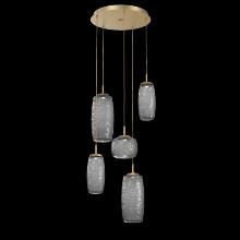 Hammerton CHB0091-05-GB-S-C01-L1 - Vessel 5pc Round Multi-Pendant-Gilded Brass-Smoke Blown Glass-Cloth Braided Cord-LED 2700K