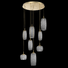 Hammerton CHB0091-08-GB-S-C01-L3 - Vessel 8pc Round Multi-Pendant-Gilded Brass-Smoke Blown Glass-Cloth Braided Cord-LED 3000K