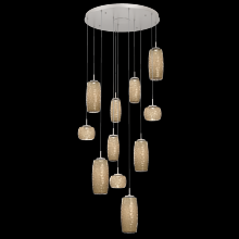 Hammerton CHB0091-11-BS-B-C01-L3 - Vessel 11pc Round Multi-Pendant-Beige Silver-Bronze Blown Glass-Cloth Braided Cord-LED 3000K