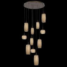 Hammerton CHB0091-11-FB-B-C01-L3 - Vessel 11pc Round Multi-Pendant-Flat Bronze-Bronze Blown Glass-Cloth Braided Cord-LED 3000K